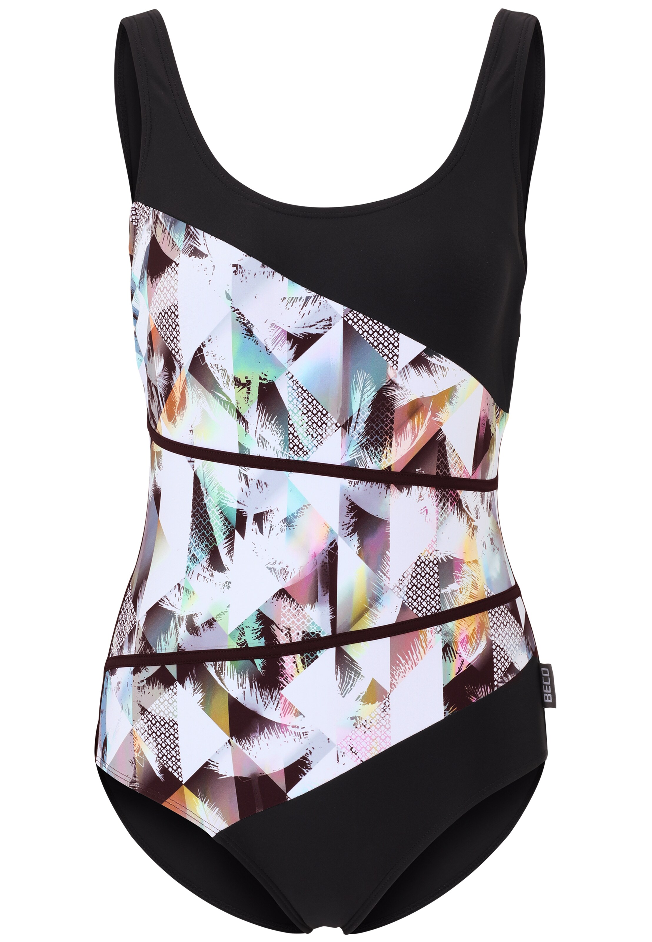 BECO the world of aquasports Bustier Badeanzug 'Heavenly Palms' in Schwarz: Vorderseite