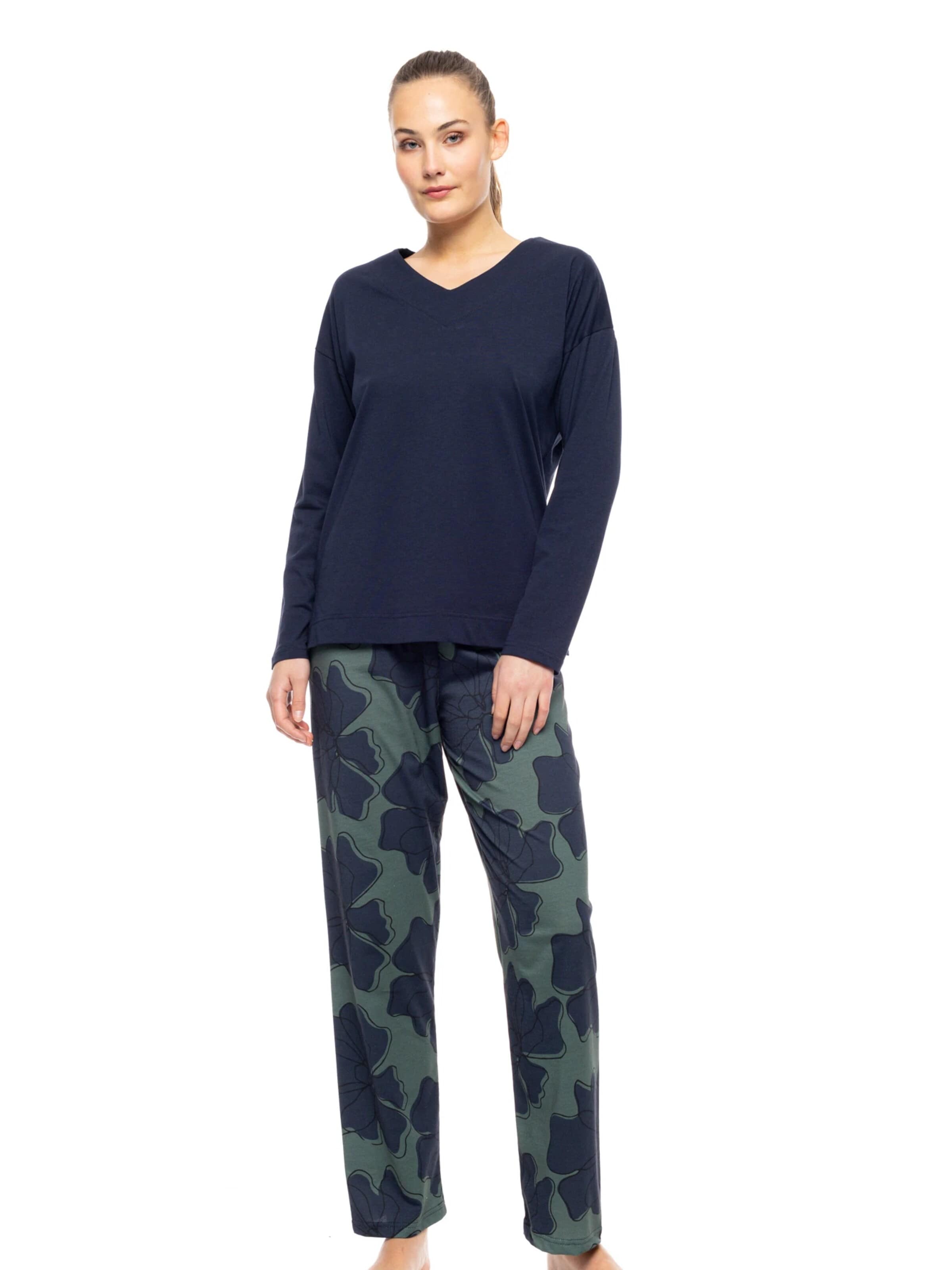 Pink Label - Pijama 'FOREST BLOOM' en verde: frente