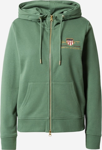 GANT Zip-Up Hoodie in Green: front