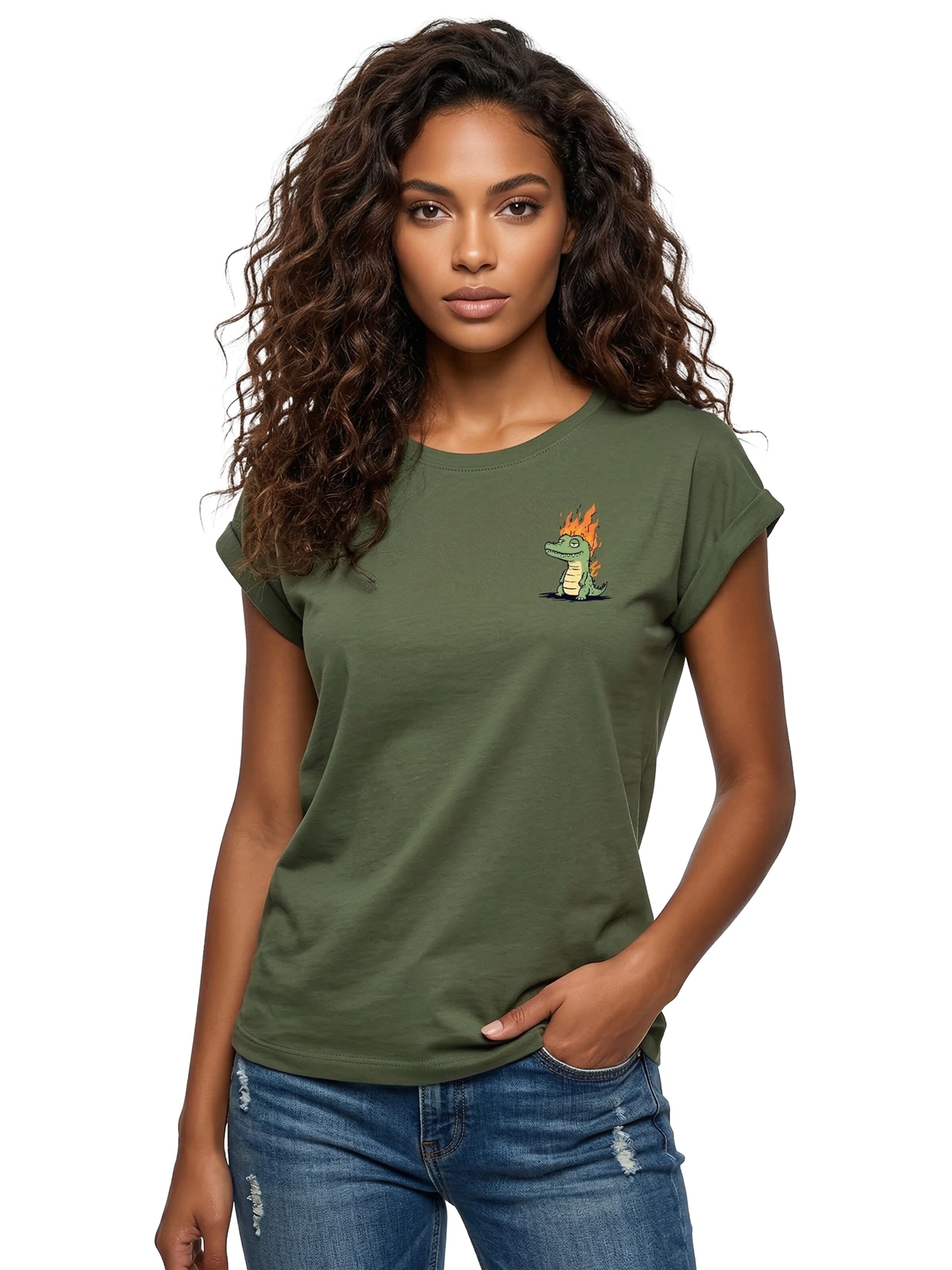 MAKAYA Shirt 'Krokodil' in Green: front