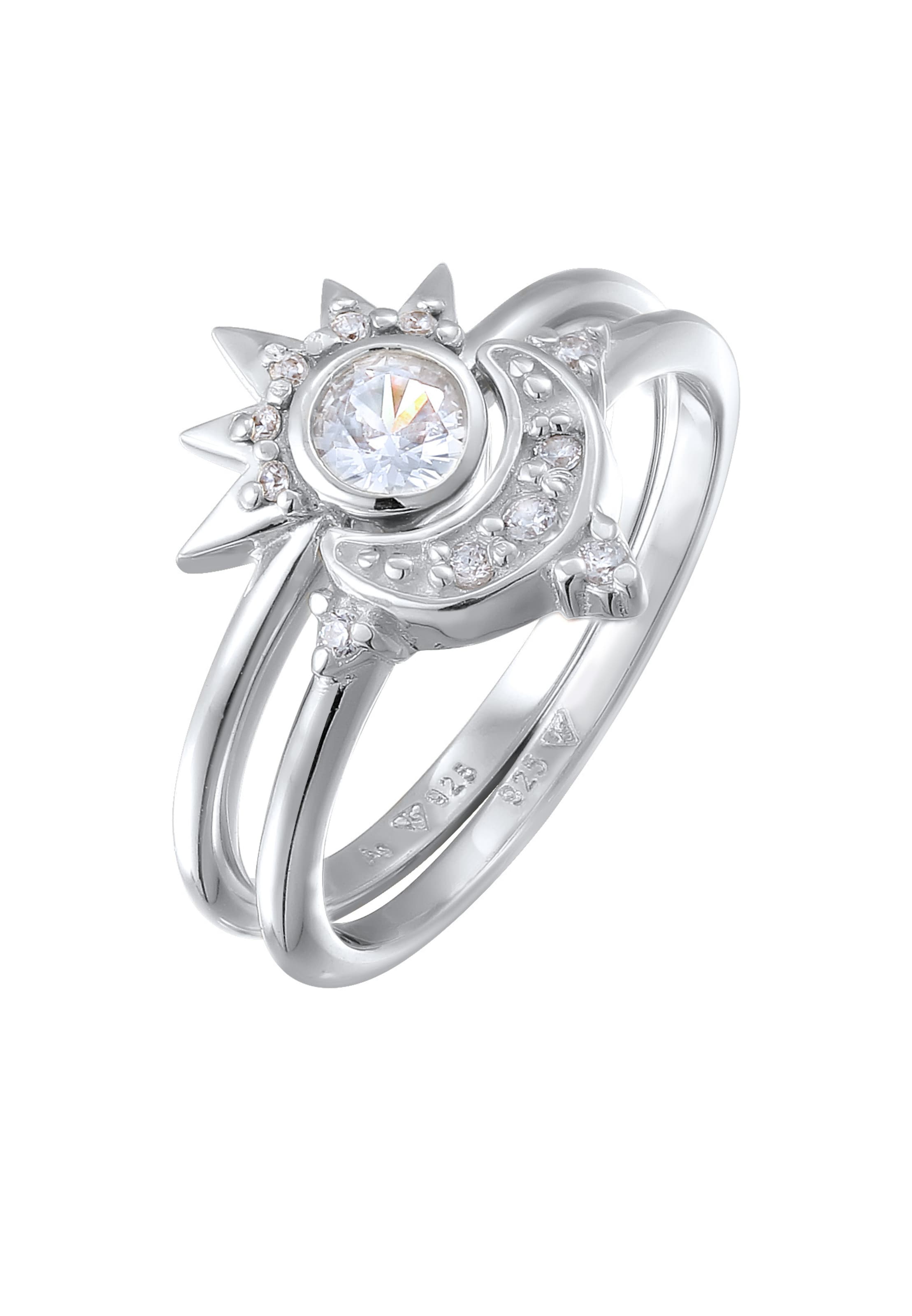 ELLI Sõrmus 'Sonne und Mond', värv Hõbe: eest vaates