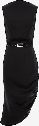 AVENUE N°29 Jurk 'Cowl Neckline Asymmetric Midi Dress' in Zwart: voorkant