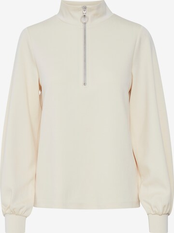 b.young Sweatshirt 'BYPUSTI HALFZIP' in Beige: voorkant