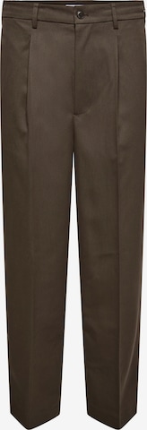 Pantalon à plis 'ONSMiro' Only & Sons en marron : devant