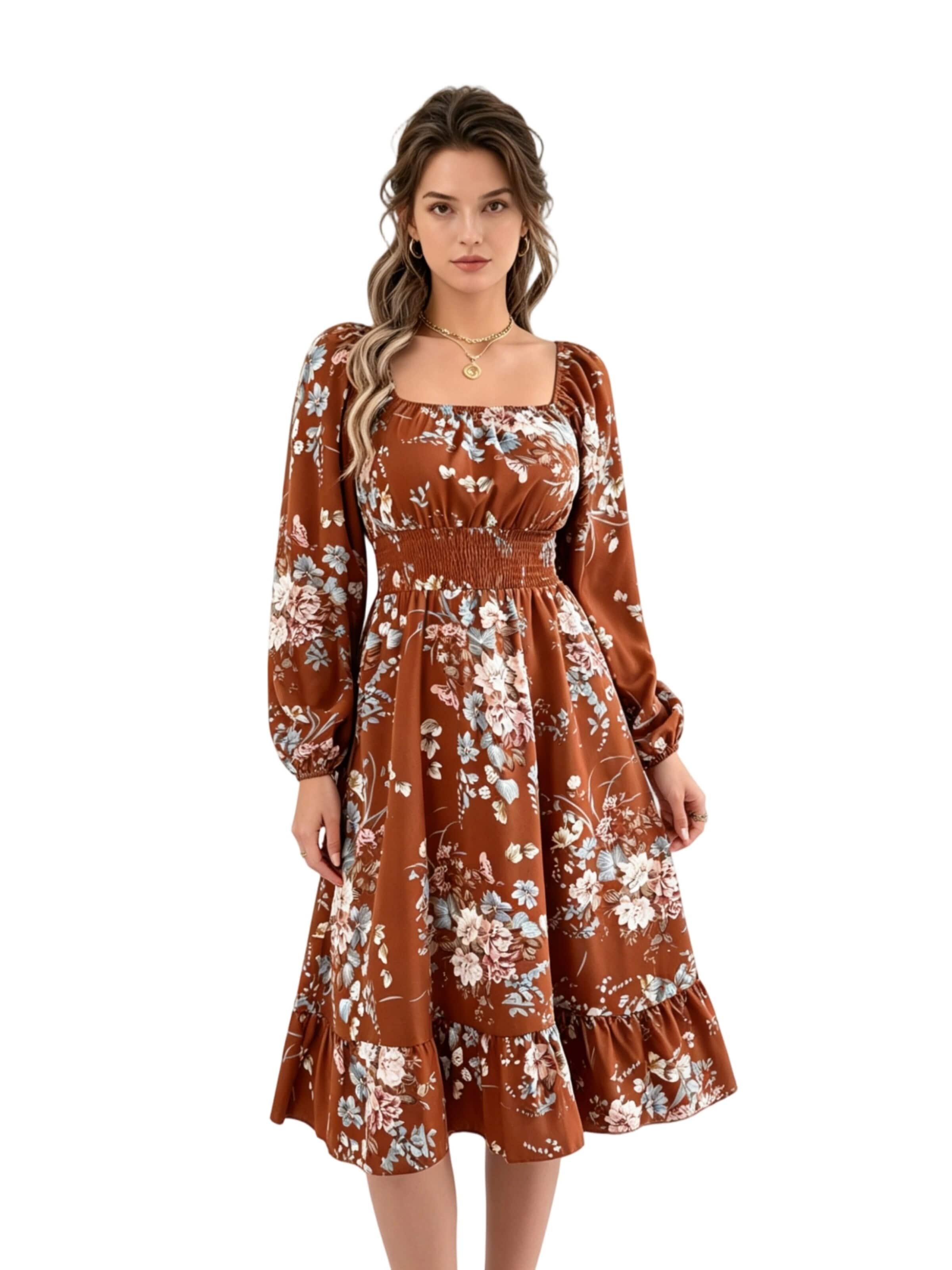 Yesfashion Sukienka w kolorze brązowy
