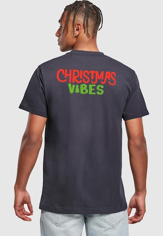 Merchcode T-Shirt 'Christmas Vibes' in Blau: Vorderseite
