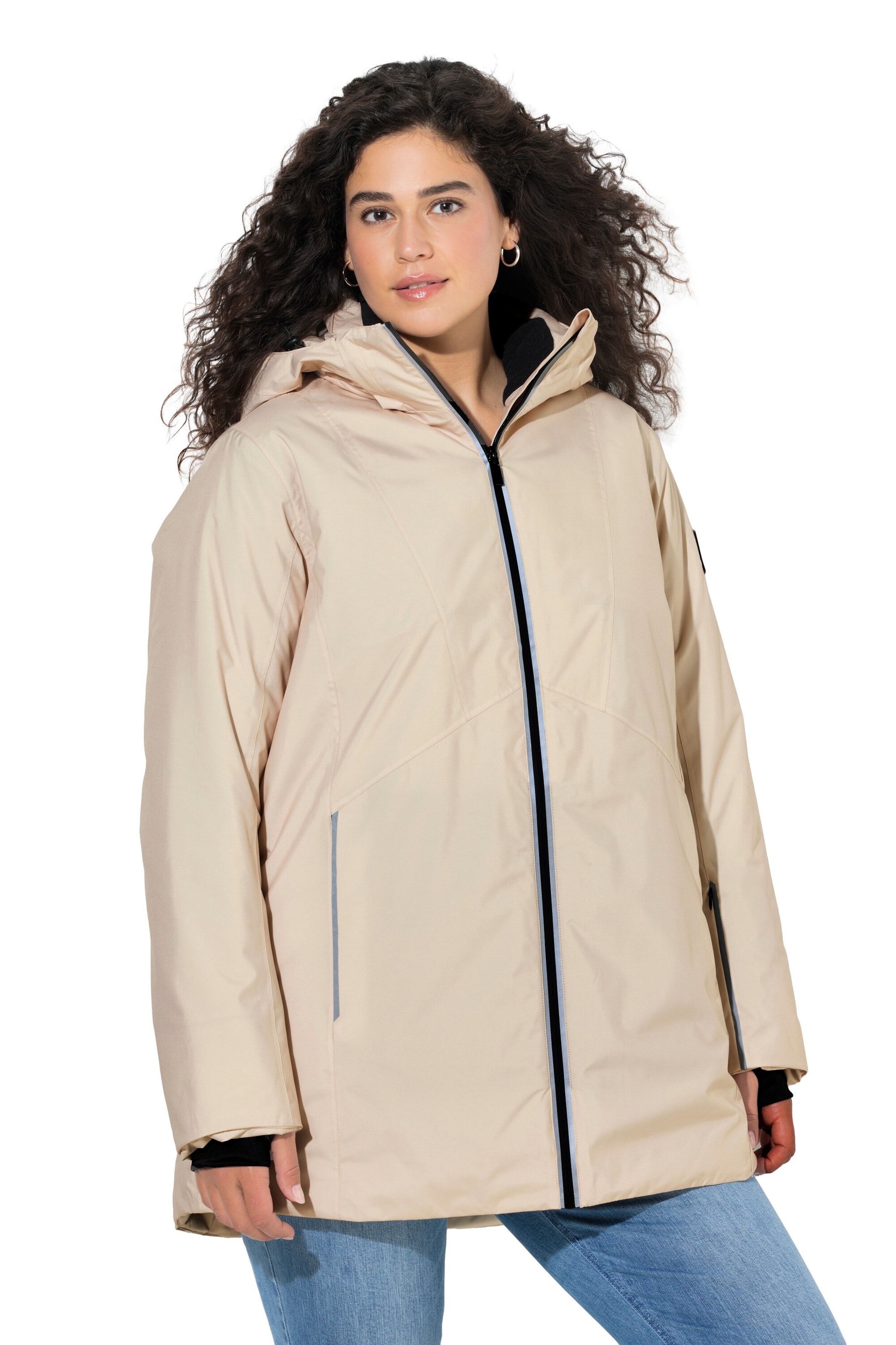 Ulla Popken Functionele jas in Beige: voorkant