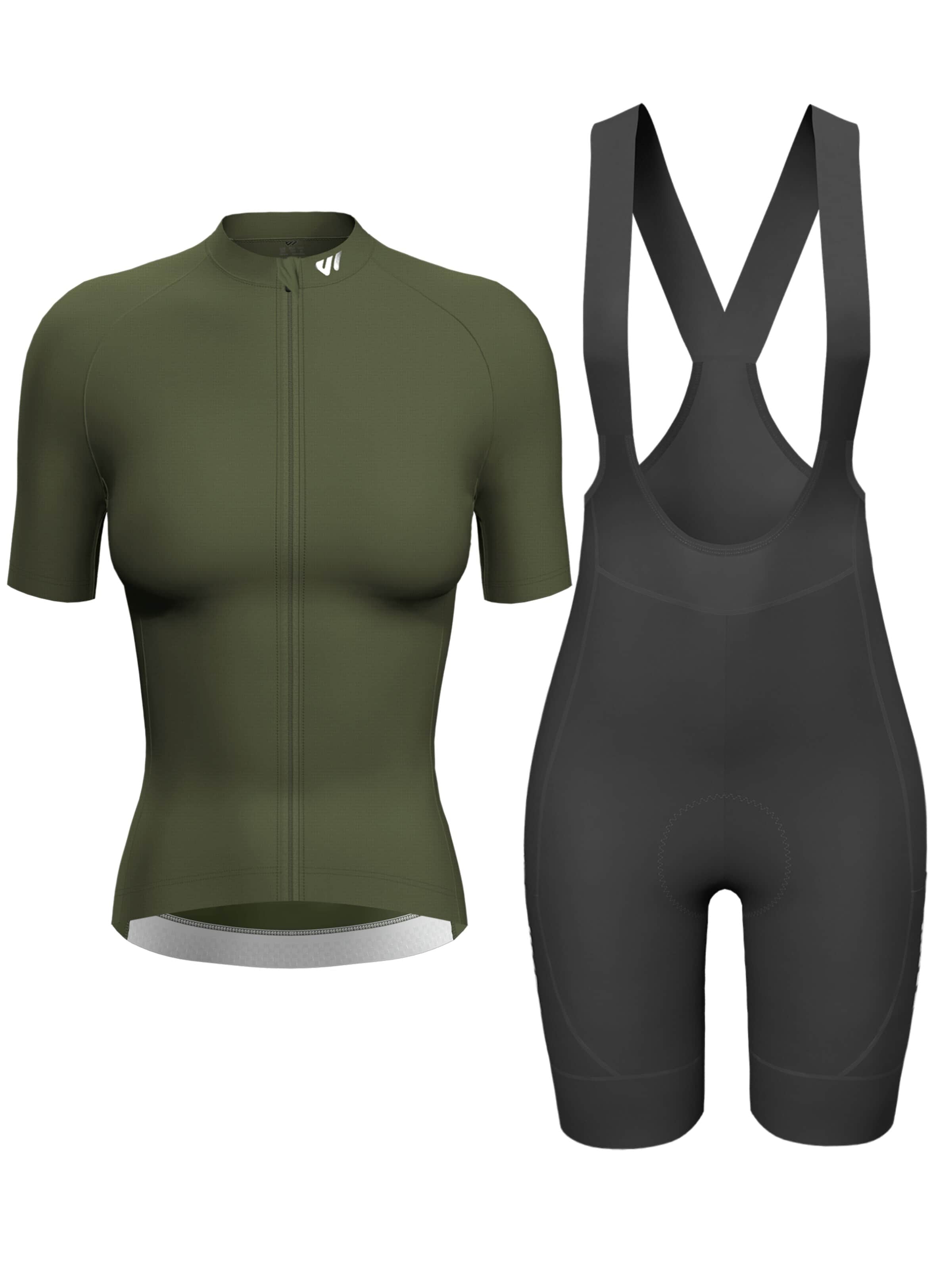 WULIBIKE Sweatsuit 'Wulibike Radsport-Set Gravel & Trail Endurance in Olivgrün/Schwarz' in Green: front