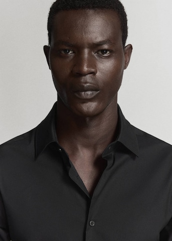 MANGO MAN Super Slim Fit Button Up Shirt 'Emotion' in Black