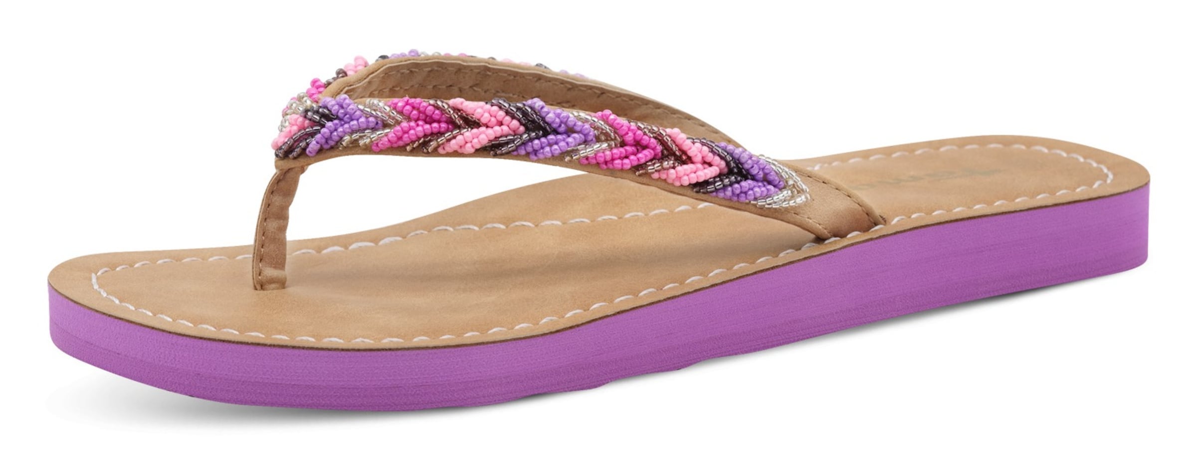 Tamaris T-Bar Sandals in Purple: front