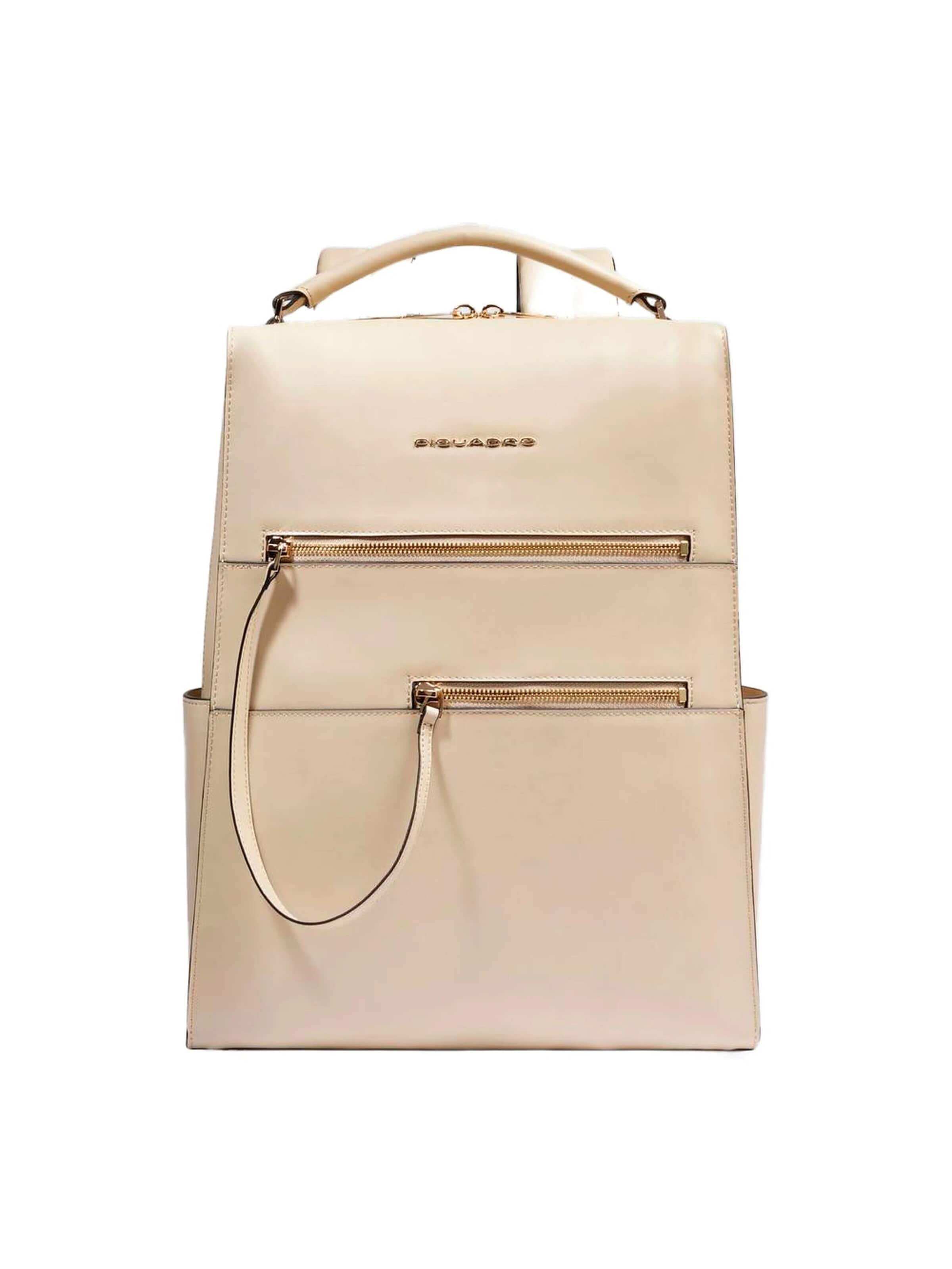 Sac à dos Piquadro en beige : devant