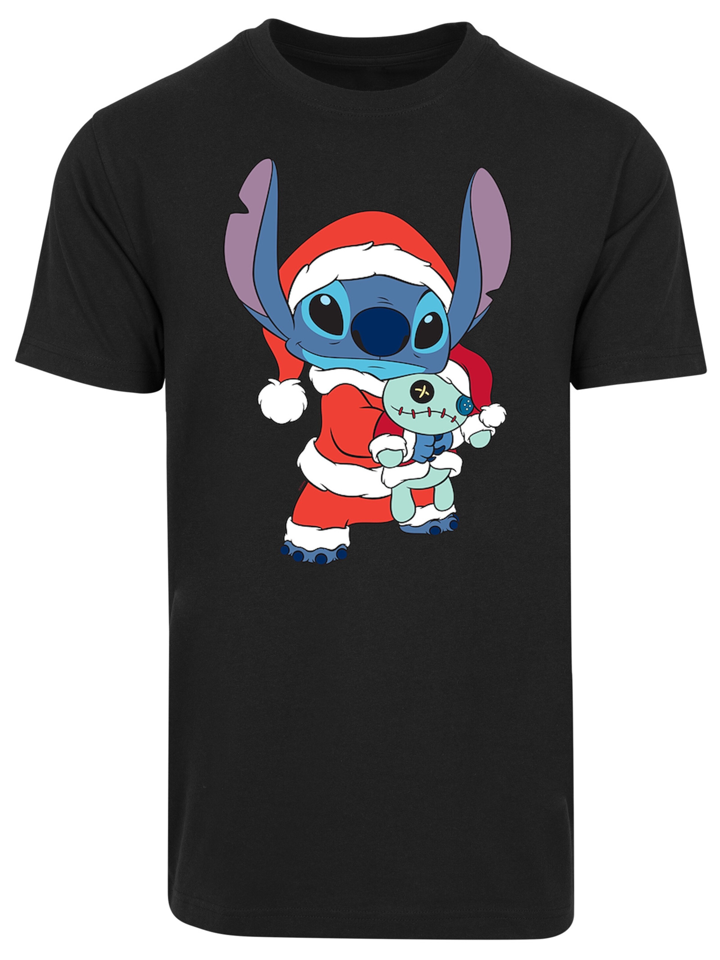 F4NT4STIC Shirt 'Disney Lilo & Stitch Christmas' in Zwart: voorkant