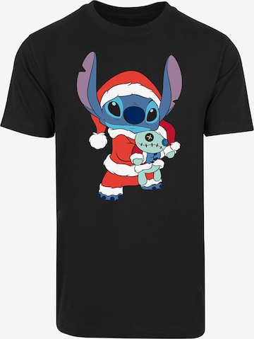 F4NT4STIC Shirt 'Disney Lilo & Stitch Christmas' in Zwart: voorkant