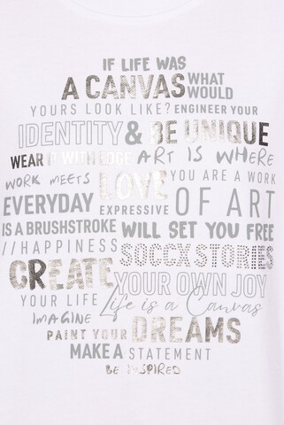 Soccx Sweatshirt mit Wording Print und 3/4-Arm in Weiß