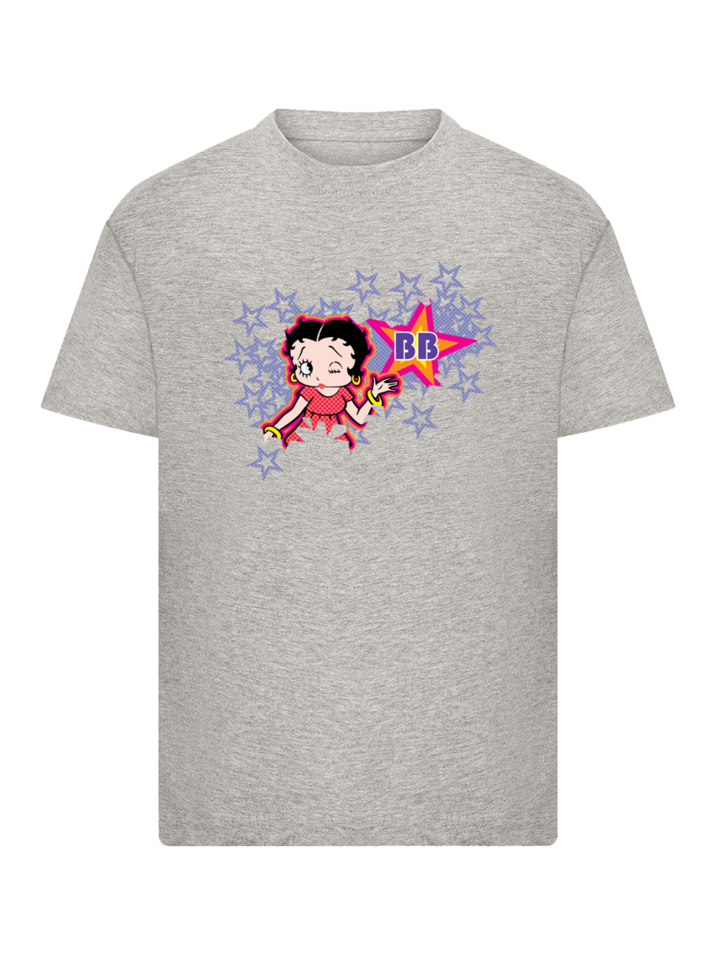 F4NT4STIC Shirt 'Betty Boop Purple Stars And Dots' in Grey: front