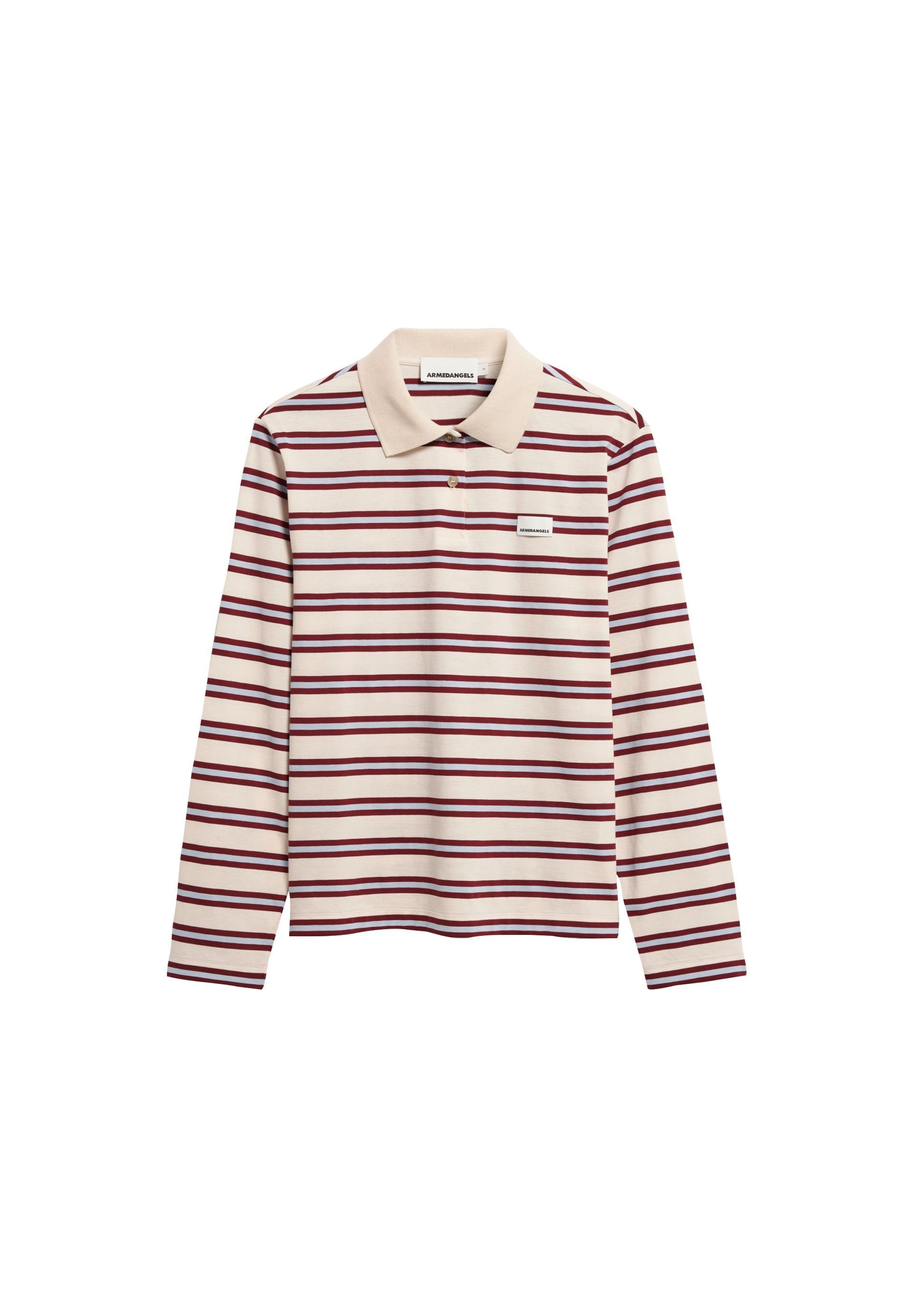 ARMEDANGELS Shirt in L in beige / dunkelrot / weiß, Produktansicht