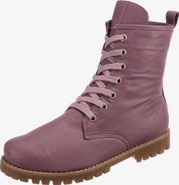 ANDREA CONTI Lace-Up Ankle Boots in Purple: front