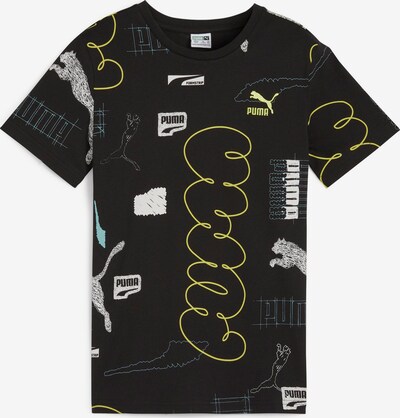 PUMA T-Shirt 'CLASSICS BRAND LOVE' in gelb / grau / schwarz / weiß, Produktansicht