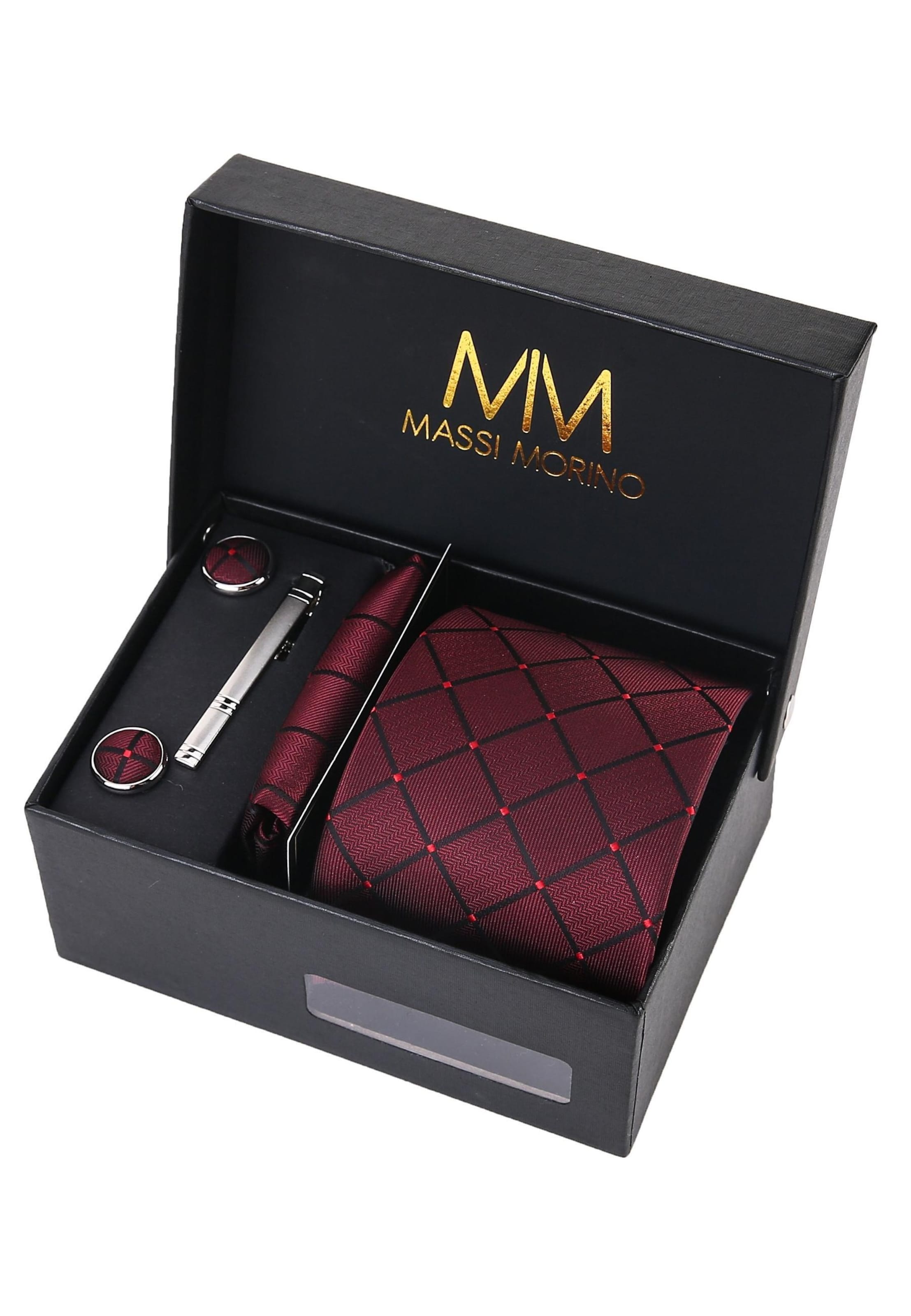 Massi Morino Krawattenbox in Schwarz: Vorderseite