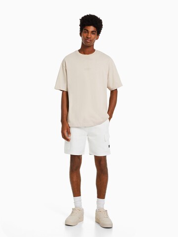 Bershka Regular Cargo Pants in White