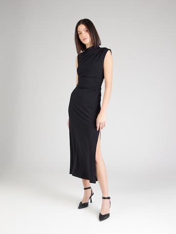 Abercrombie & Fitch Společenské šaty 'NOV3 PARTY MOCK NECK KNIT MIDI DRESS 1CC' – černá: přední strana