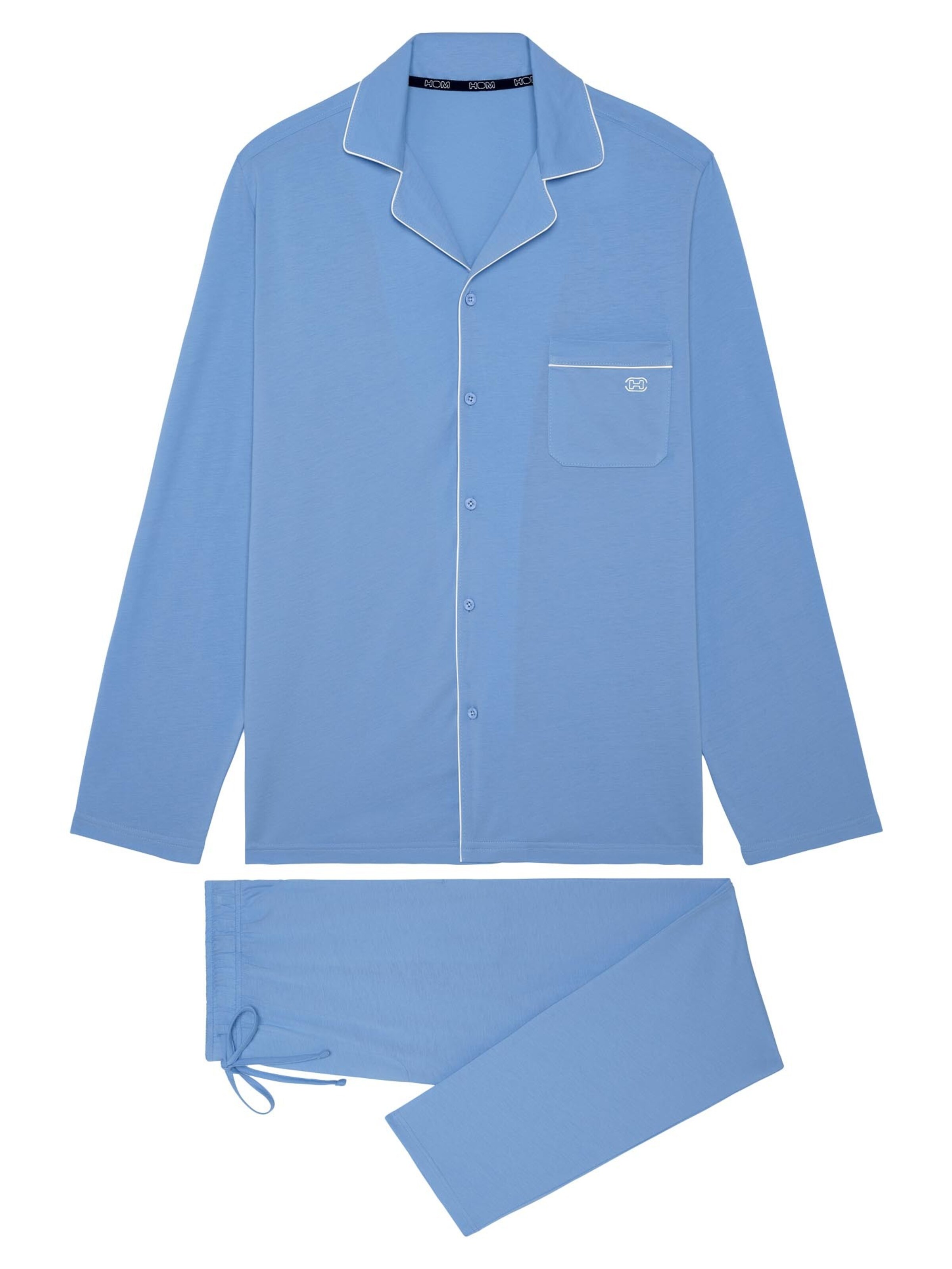 HOM Long Pajamas 'Rafael' in Blue: front