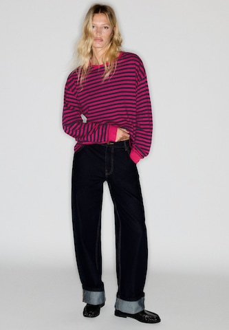 Tricou 'RAYAS MLARGA 2' de la Pull&Bear pe roz