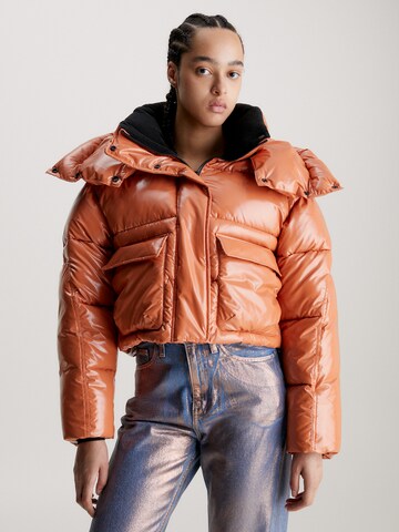 Calvin Klein Jeans Winter Jacket in Orange: front