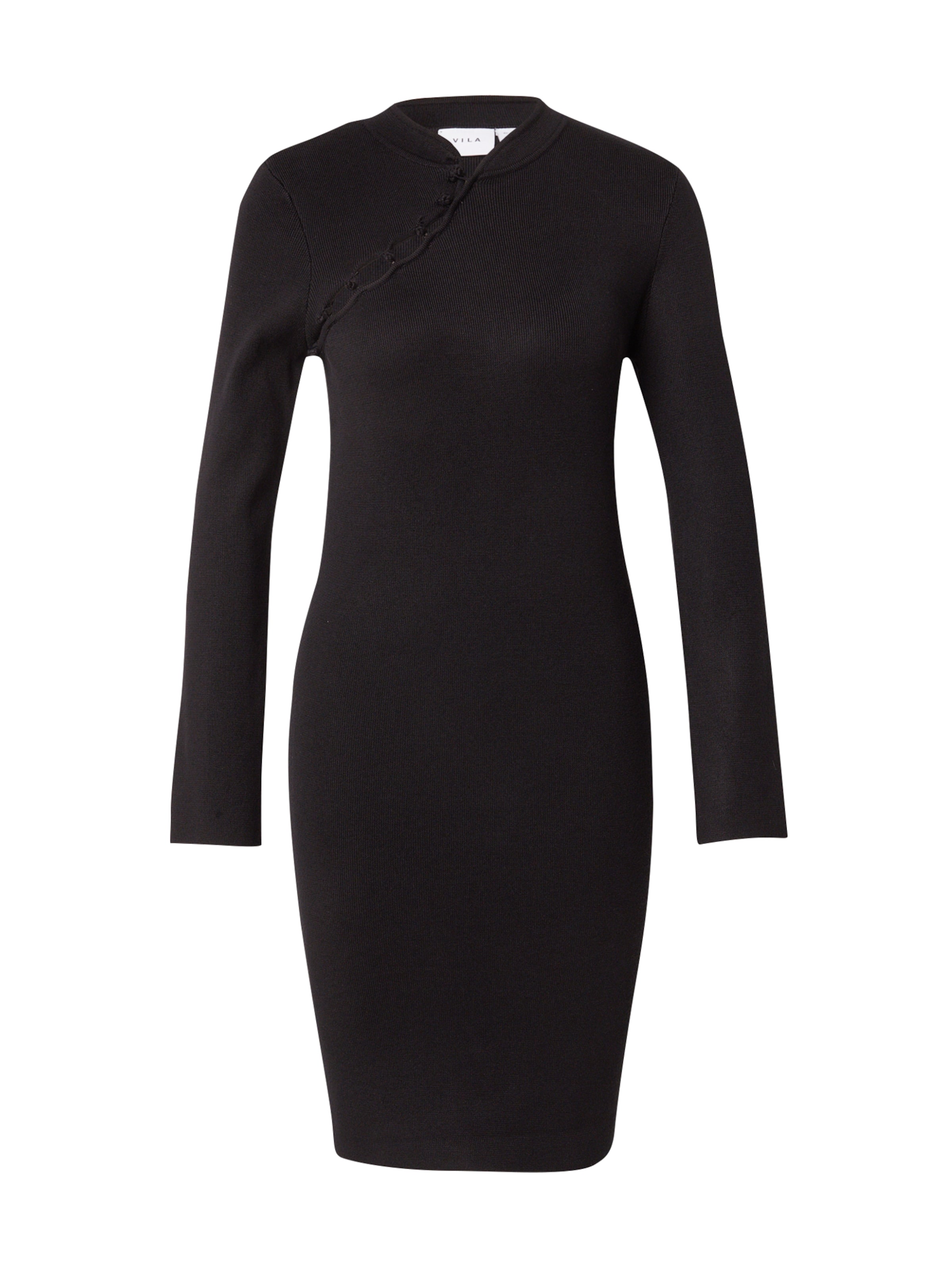 VILA Πλεκτό φόρεμα 'VISeluna' σε μαύρο: μπροστά