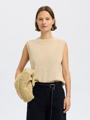 SELECTED FEMME Gebreide top 'SLFalma' in Beige: voorkant