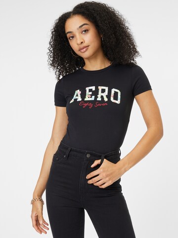 AÉROPOSTALE T-shirt 'JUN AERO' i svart: framsida