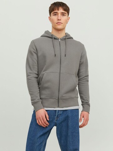 JACK & JONES Zip-Up Hoodie 'Star' in Grey: front