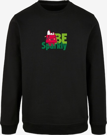 Merchcode Sweatshirt 'Peanuts Be Sparkly' in Zwart: voorkant