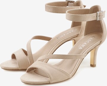 LASCANA Sandalen met riem in Beige