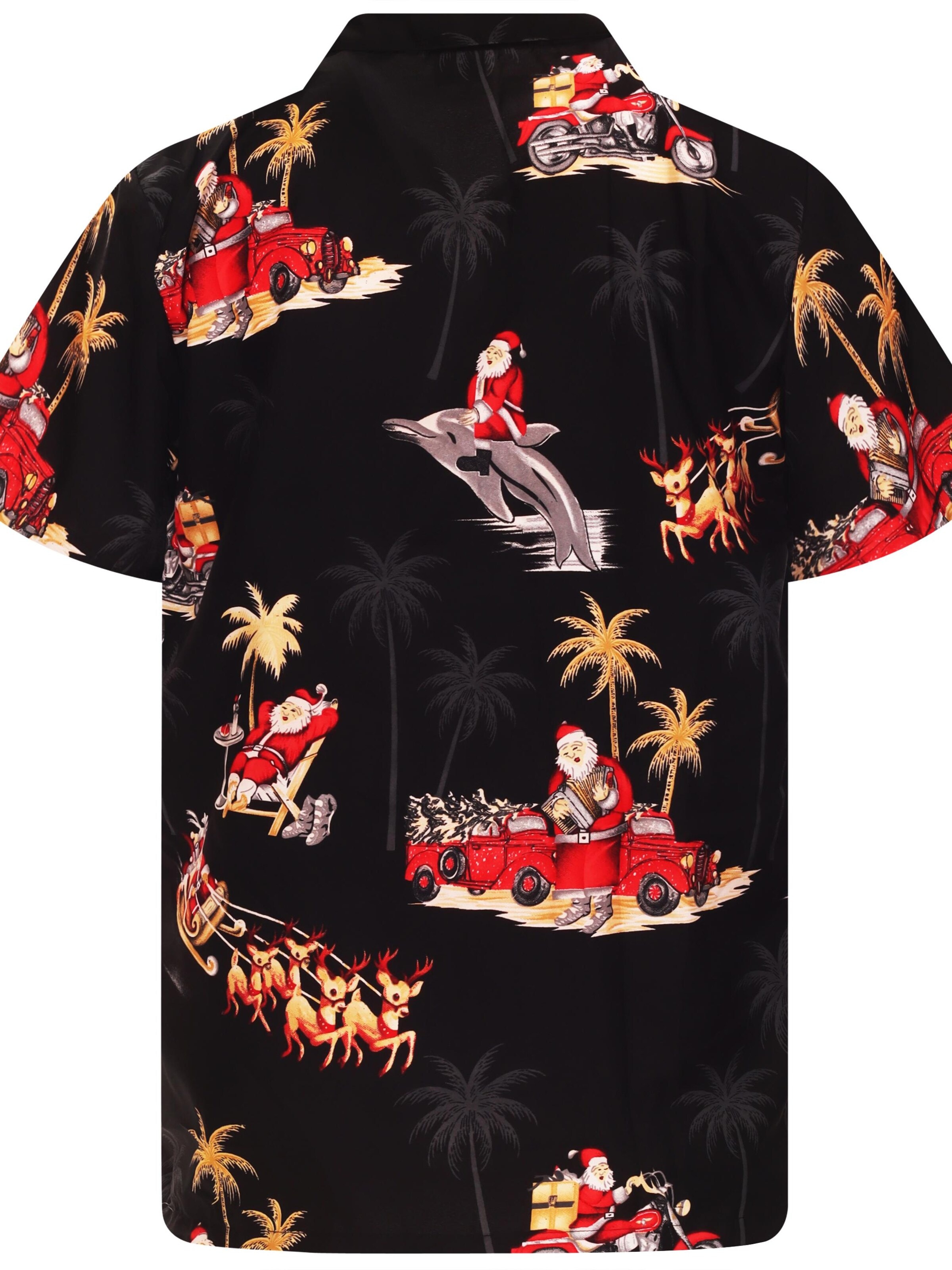 Coupe regular Chemise 'Christmas Dolphin Santa' King Kameha en noir