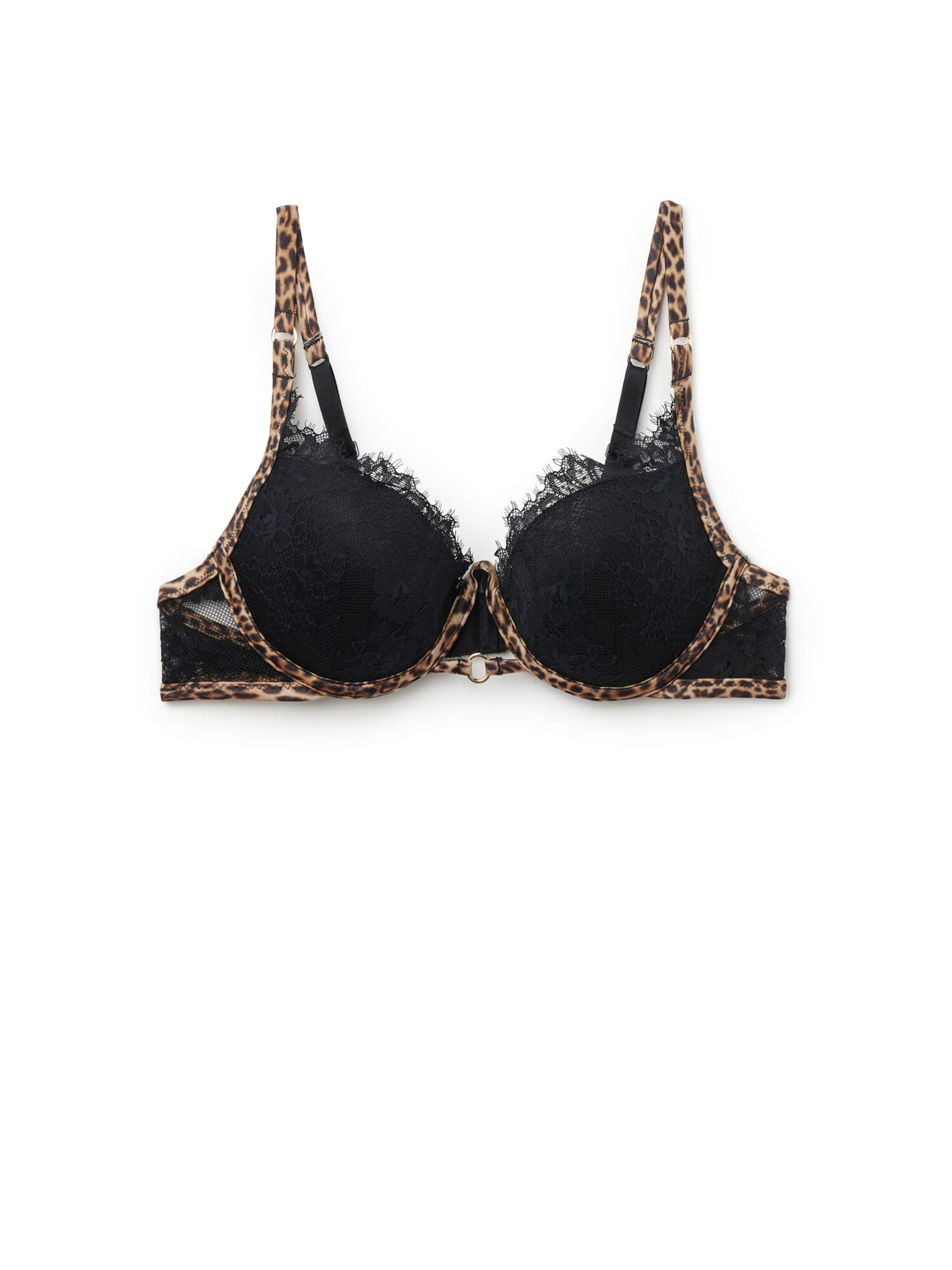 Tezenis Push-up Bra 'Jungle Glow' in Black: front