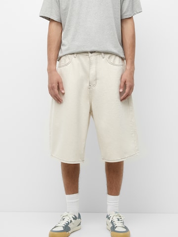 Pull&Bear Wide Leg Shorts in Beige: predná strana