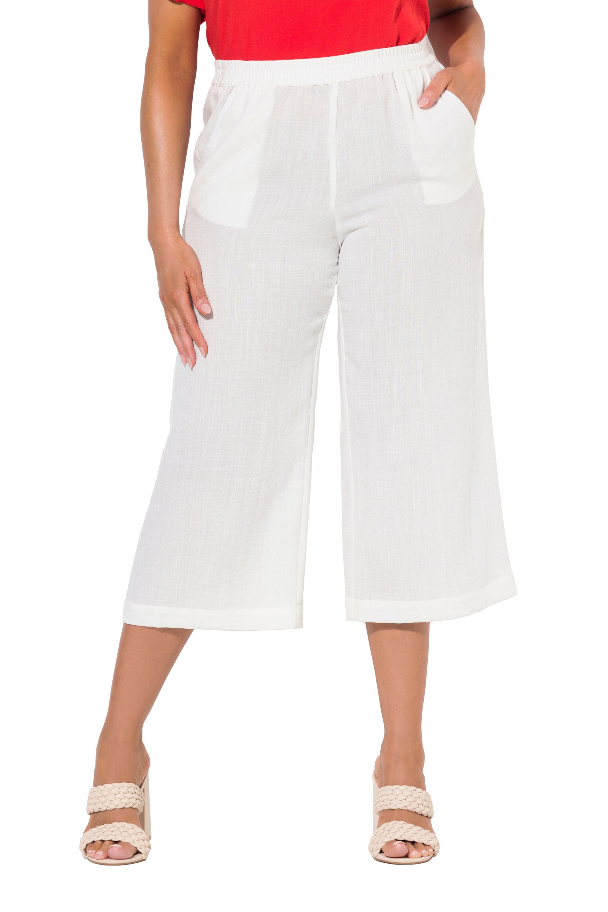 Ulla Popken Wide Leg Hose in Weiß: Vorderseite