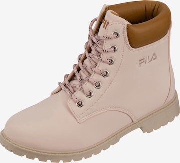 FILA Lace-Up Ankle Boots in Pink: front