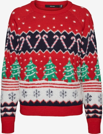 VERO MODA Sweater 'Xmas' in Red: front