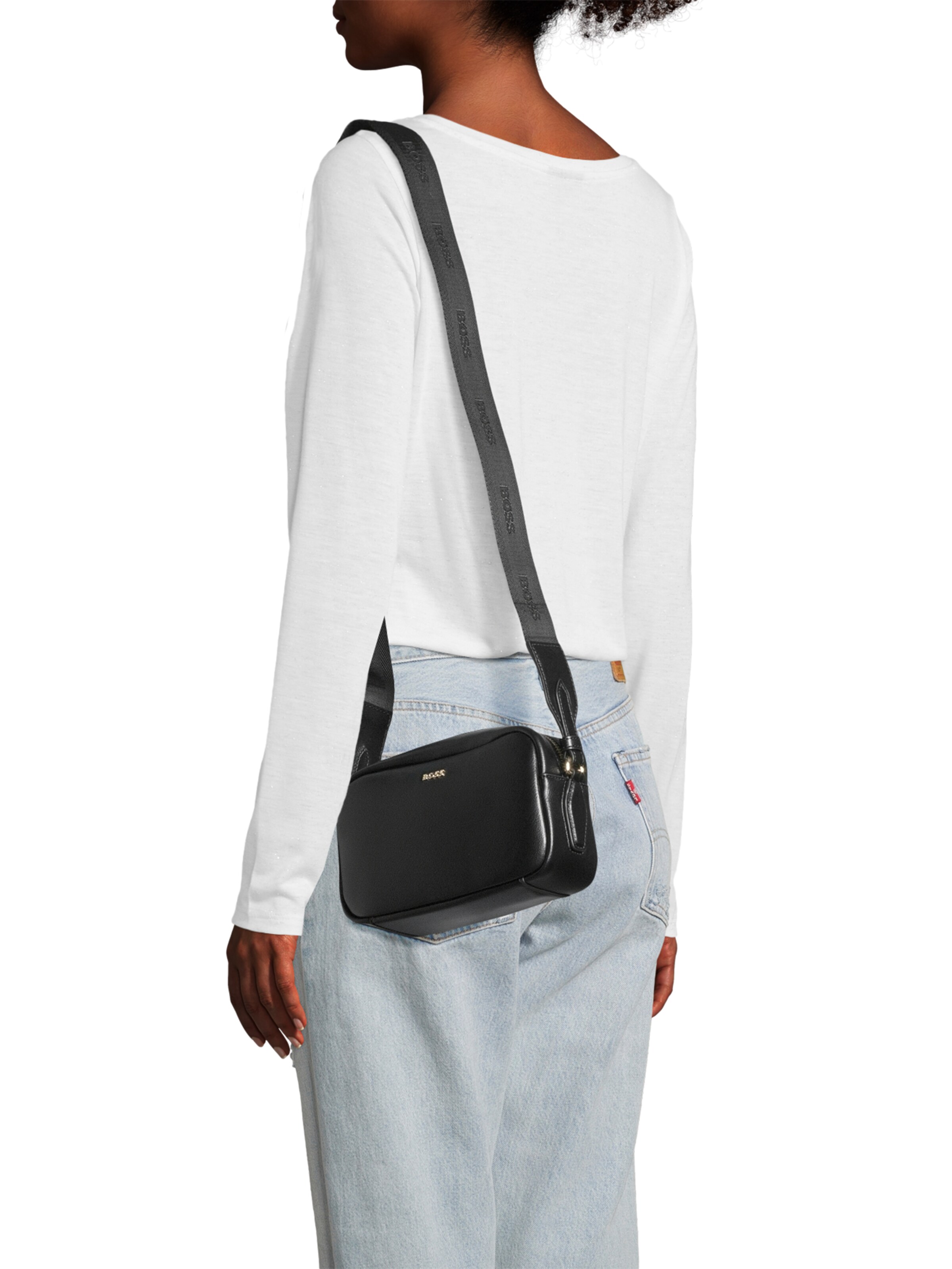 BOSS Torba za čez ramo 'Sandy' | črna barva: sprednja stran