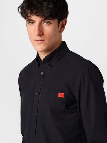 HUGO Red Regular fit Button Up Shirt in Black