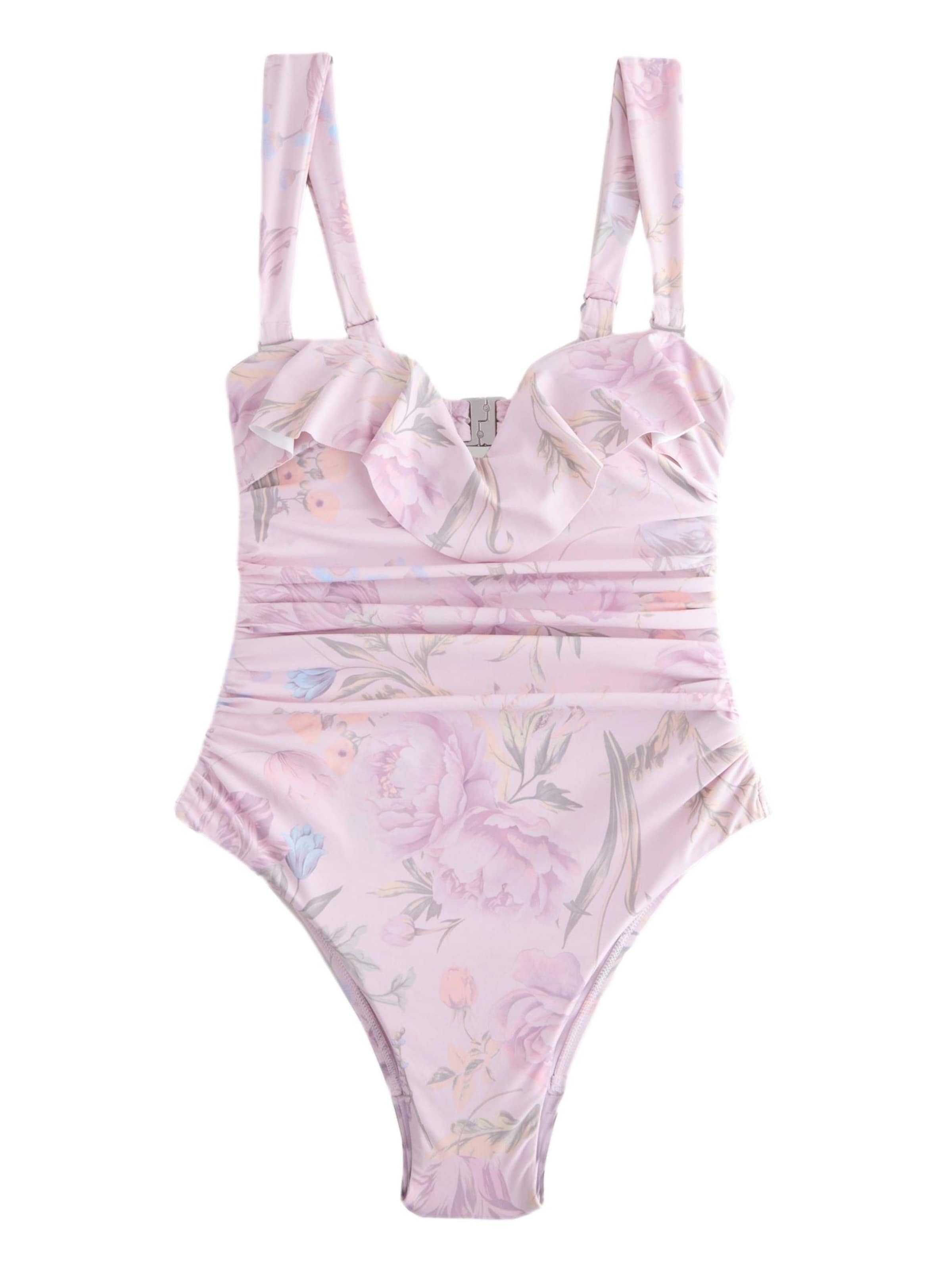 Next Μπαντό Ολόσωμο μαγιό σμίλευσης 'Kew Gardens' σε λιλά: μπροστά