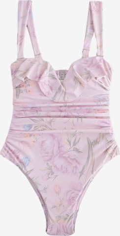 purpurinė Next Bandeau Uždaras maudymosi kostiumėlis 'Kew Gardens': priekis