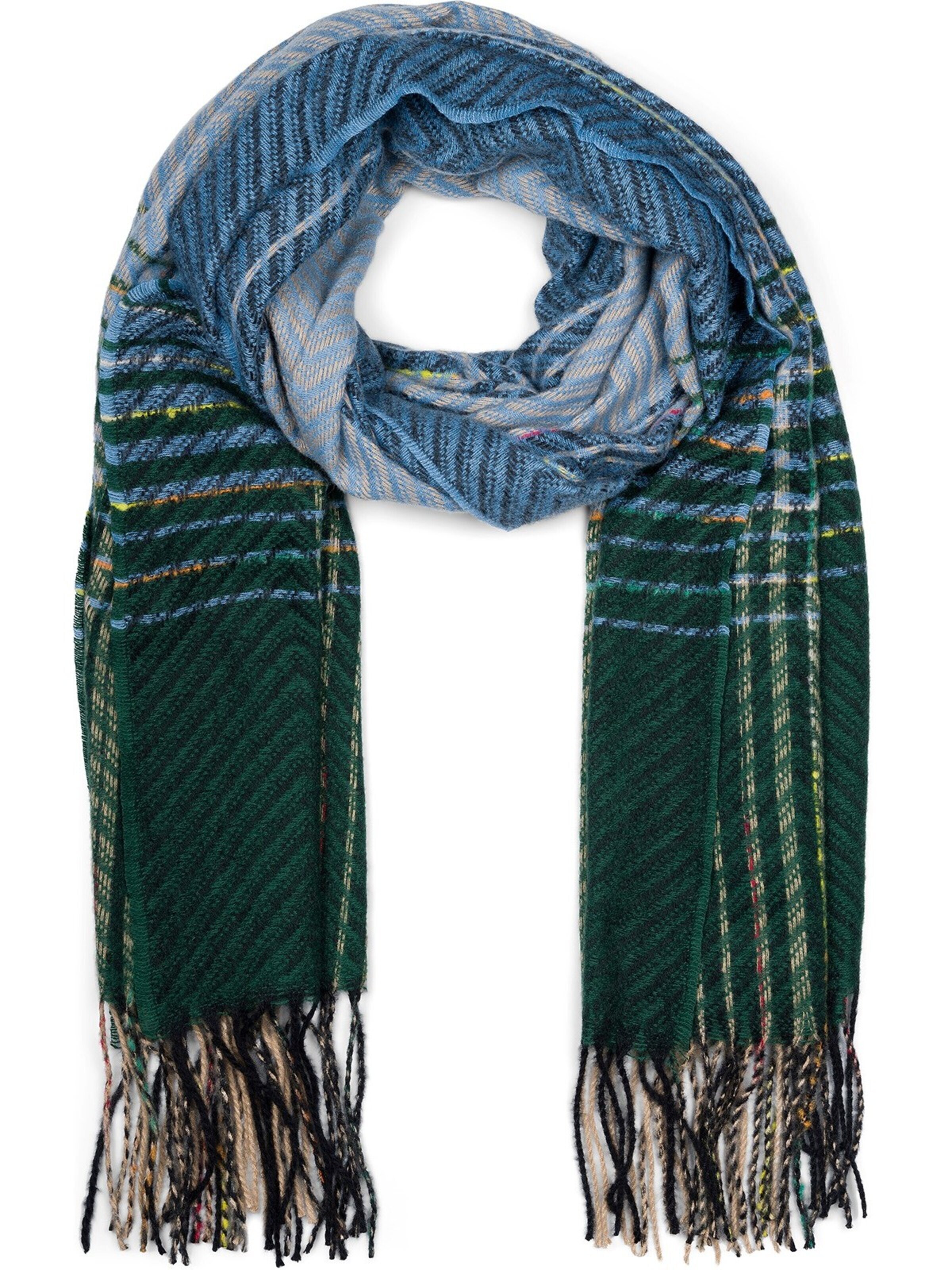 styleBREAKER Schal 'Feinstrick Schal Zick-Zack gestreift'‌‌‌‌‌‌‌‌‌ in Blau: Vorderseite
