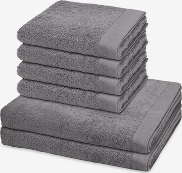 ROSS Handtuch 'Doubleface Stripes' in Grau: Vorderseite