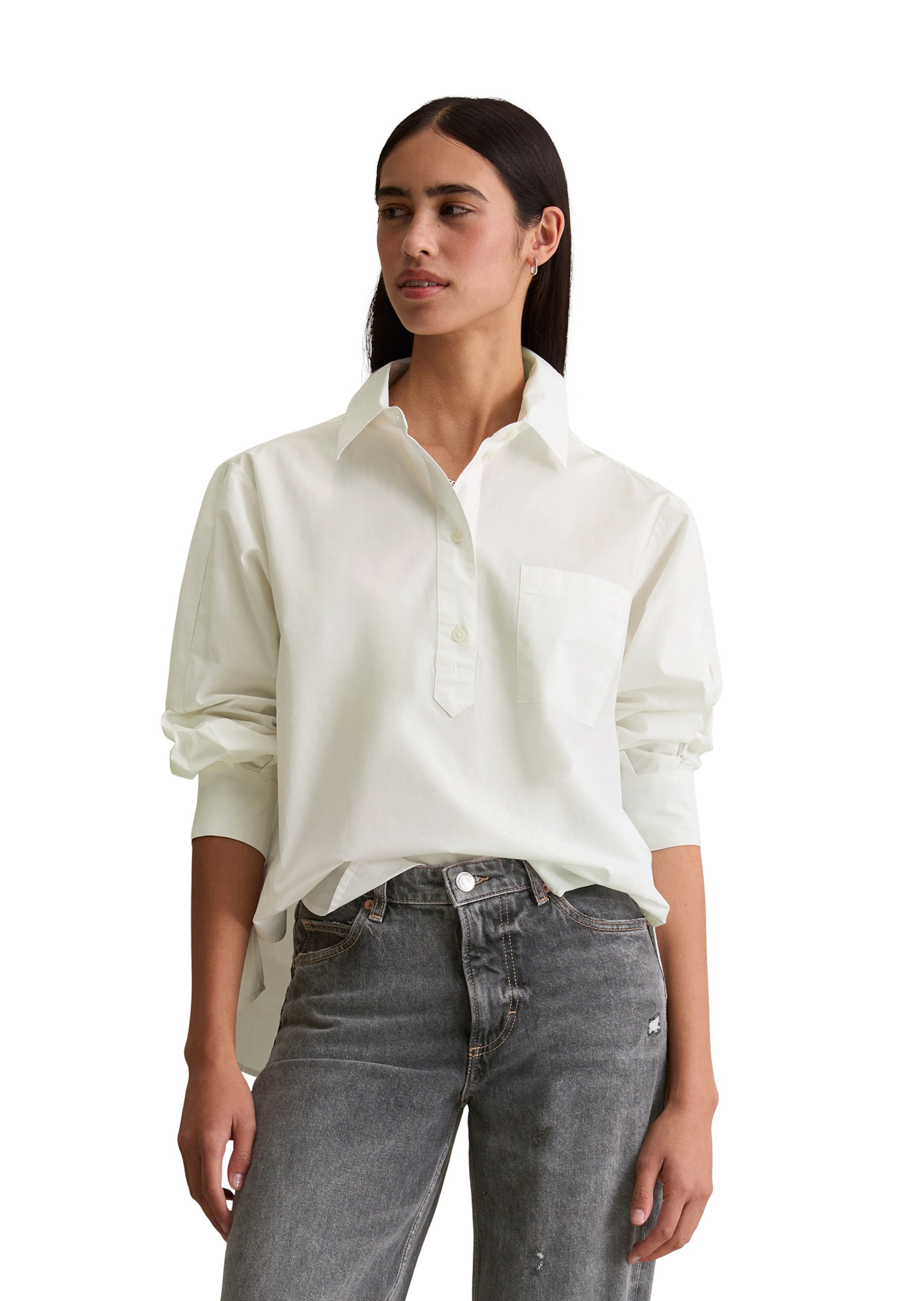 Marc O'Polo DENIM Blouse in Wit: voorkant