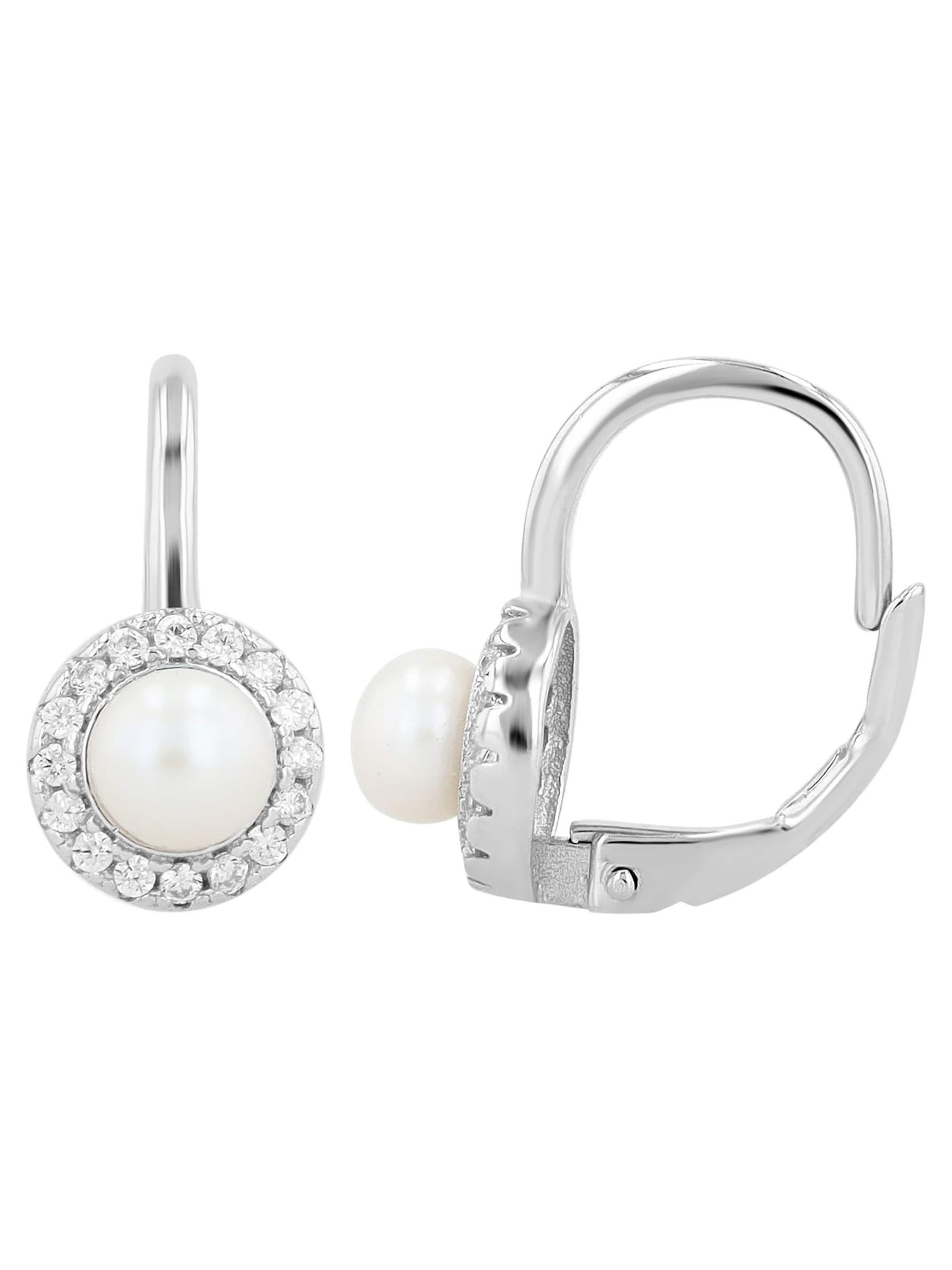 Akzent Earrings 'Pearl, 925 Sterlingsilber, langlebig' in Silver: front