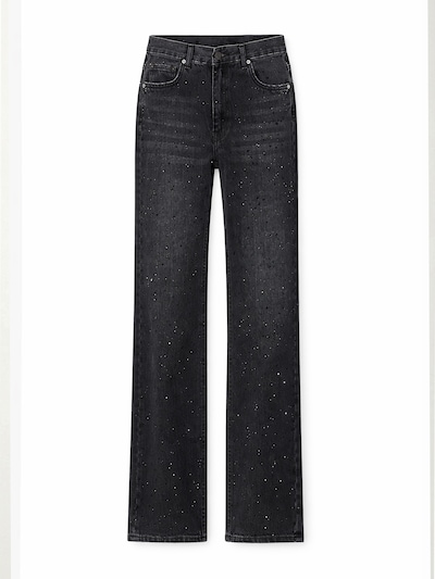 IT'S BASIC Jeans 'RHINESTONE MID RISE LOOSE JEANS' in de kleur Black denim, Productweergave