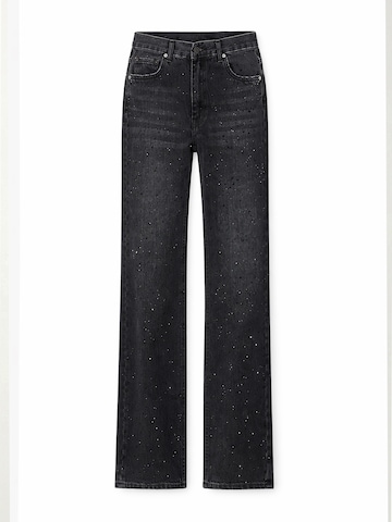 IT'S BASIC Loosefit Jeans 'RHINESTONE MID RISE LOOSE JEANS' in Zwart: voorkant